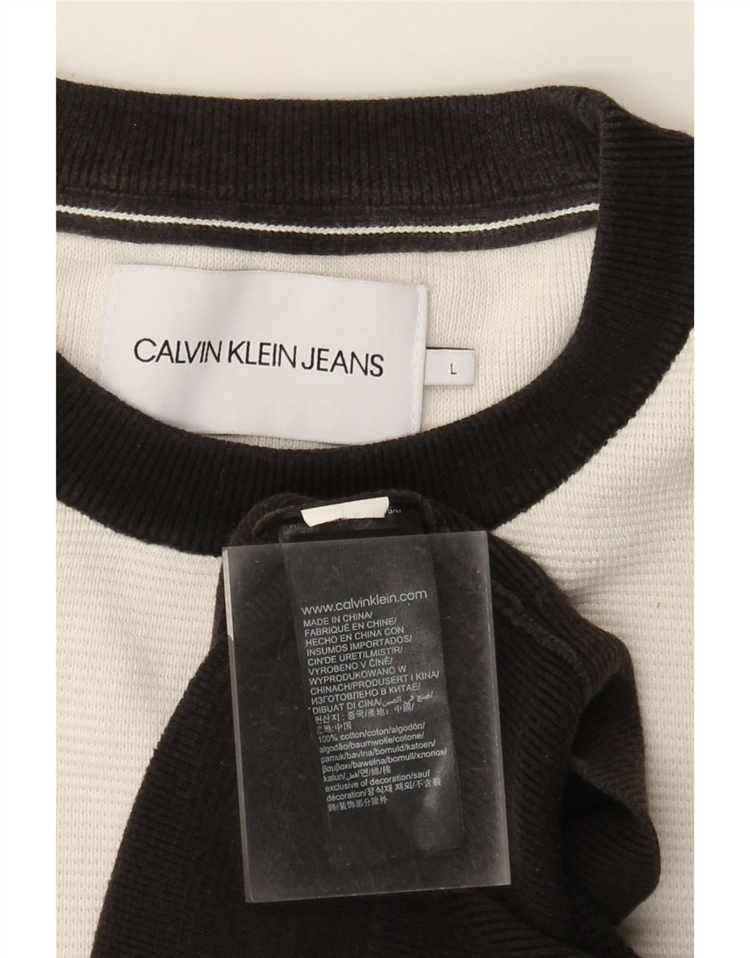 Calvin Klein Jeans moletom gráfico masculino jumper grande bloco colorido preto