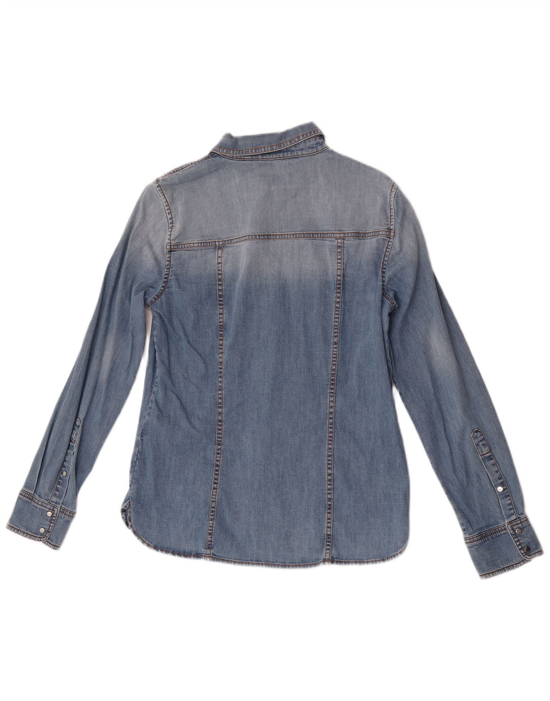 Camisa jeans feminina Marella UK 10 algodão azul pequeno