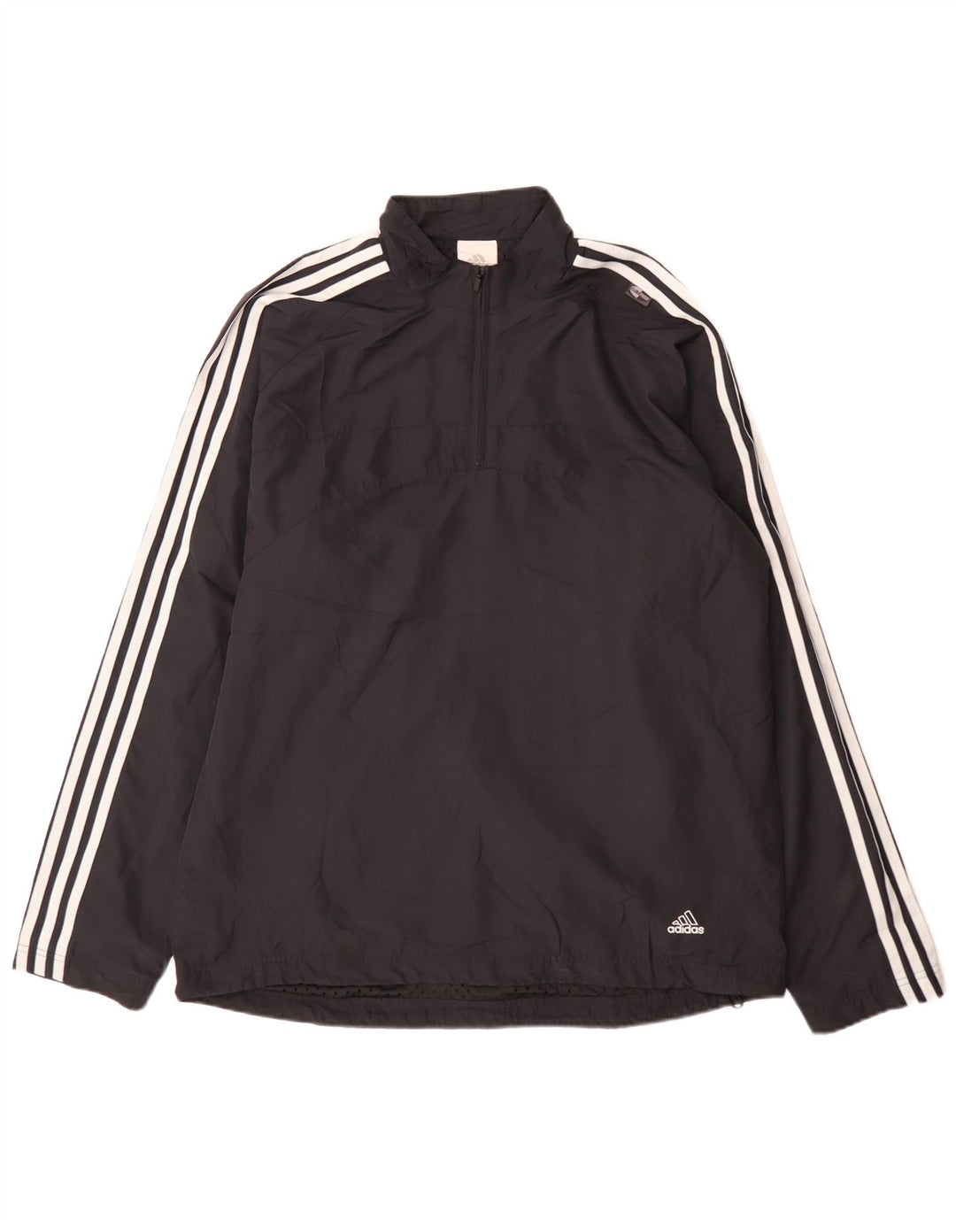 Adidas Mens Zip Neck Pullover Treino Top Grande Azul Marinho Esportes
