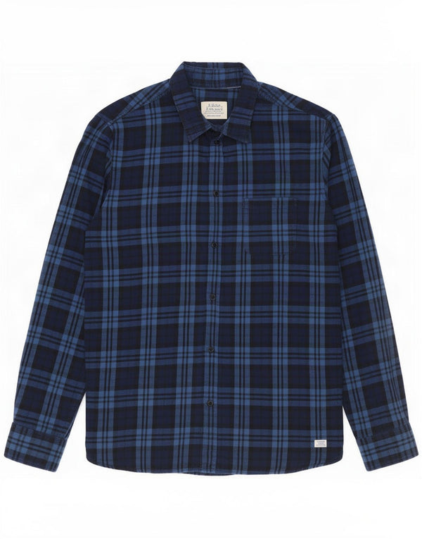 Camisa masculina de flanela Jack & Jones grande algodão xadrez azul marinho
