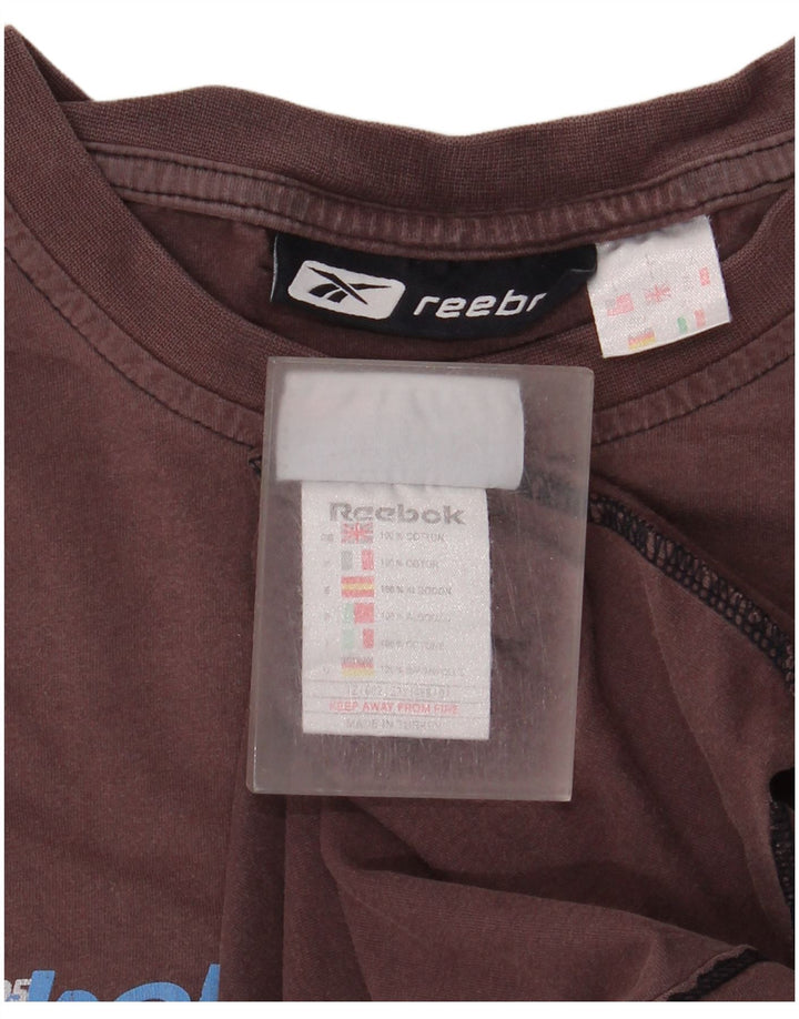Reebok Mens Graphic T-Shirt Top Grande Algodão Marrom