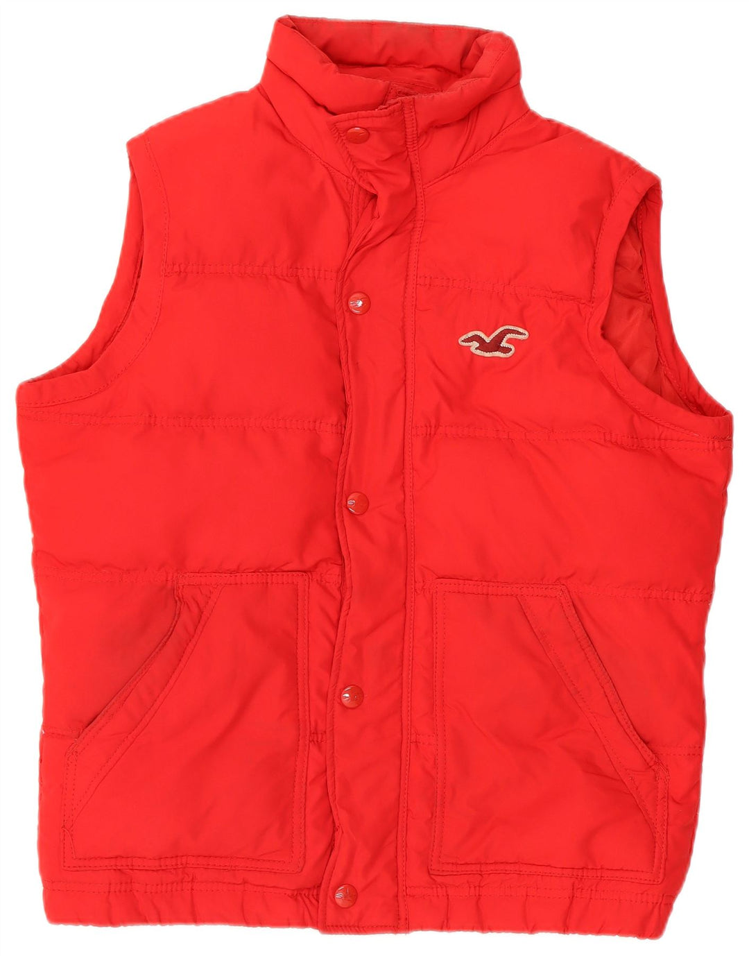 Colete acolchoado masculino Hollister UK 40 grande poliéster vermelho