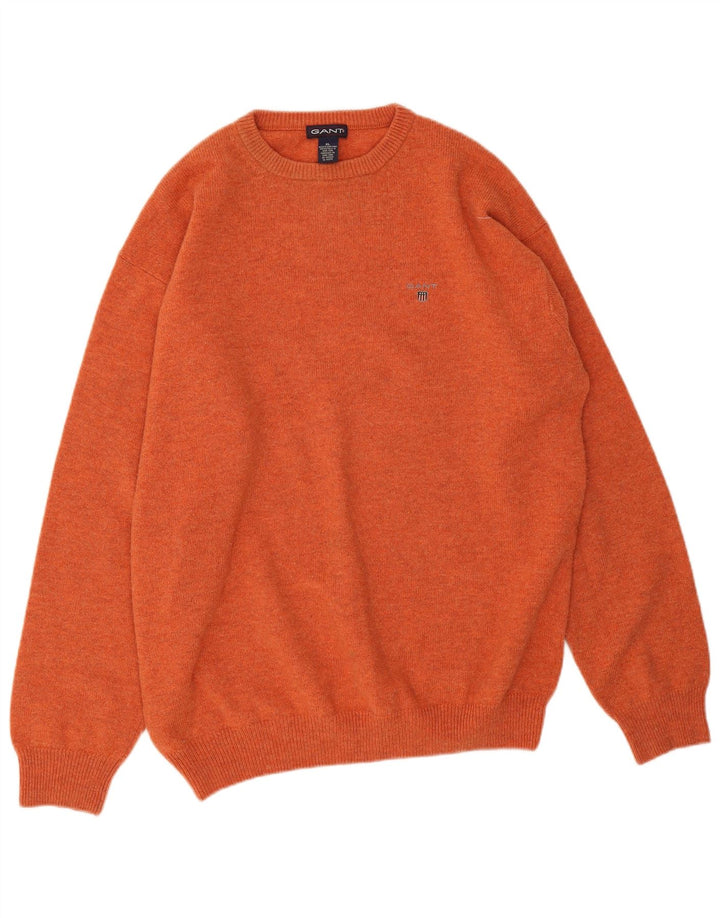 Suéter masculino Gant com gola redonda e lã de cordeiro laranja XL