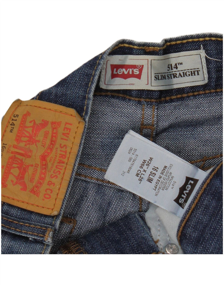 LEVI'S Girls 514 Straight Slim Jeans 15-16 Anos W26 L28 Azul Algodão