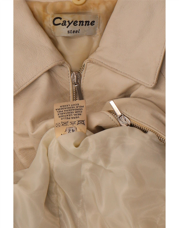 Jaqueta feminina de couro curto Cayenne IT 42 couro branco médio