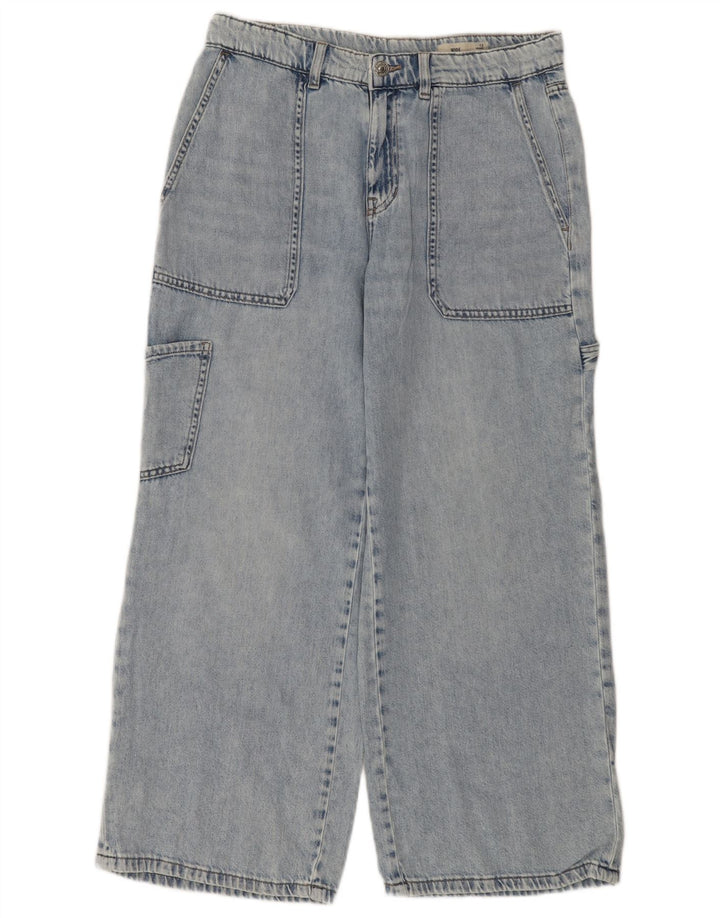 Calça jeans feminina Marks & Spencer Cargo Wide Leg UK 12 Médio W32 L28 Azul
