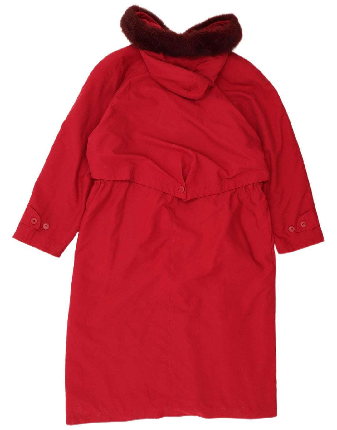 Trench Coat com capuz feminino vintage UK 14 grande poliéster vermelho