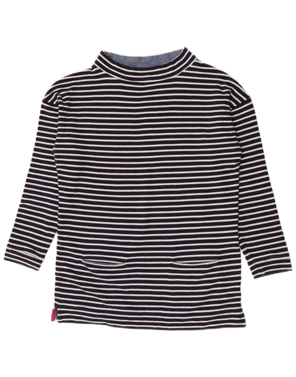Top feminino Joules manga comprida UK 10 pequeno azul marinho listrado náutico