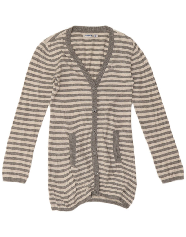 Suéter Adidas Longline Cardigan IT 34 2XS Cinza Listrado Algodão