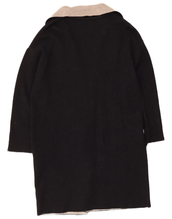 Suéter cardigã feminino Longline Zara Reino Unido 14 bloco colorido preto médio