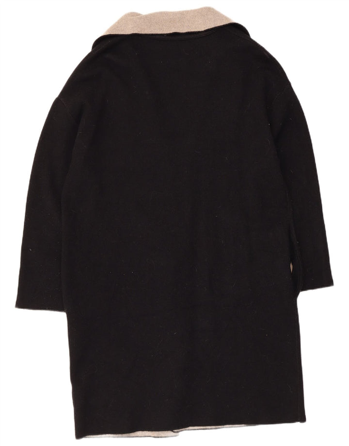 Suéter cardigã feminino Longline Zara Reino Unido 14 bloco colorido preto médio