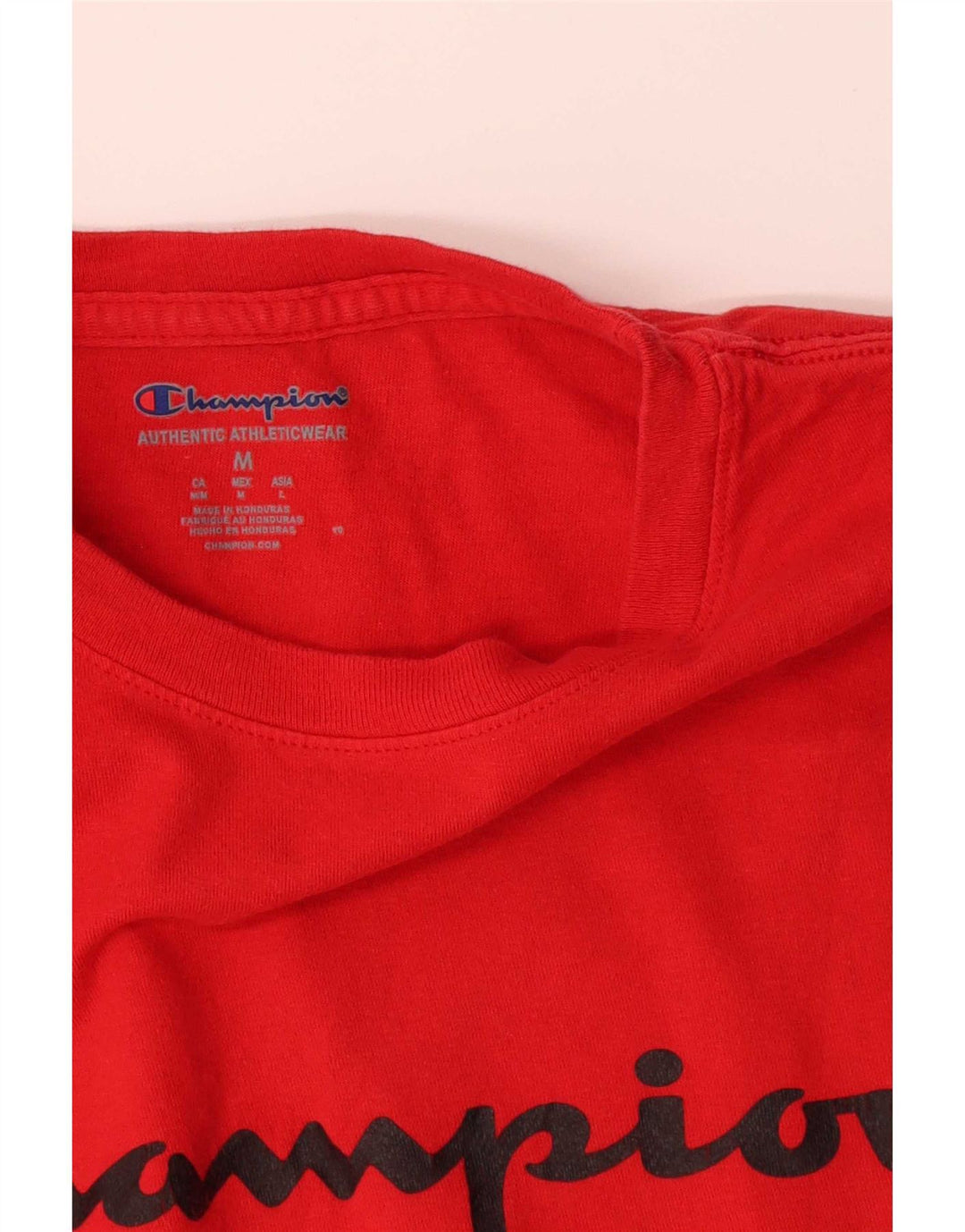 Campeão Mens Graphic T-Shirt Top Médio Algodão Vermelho