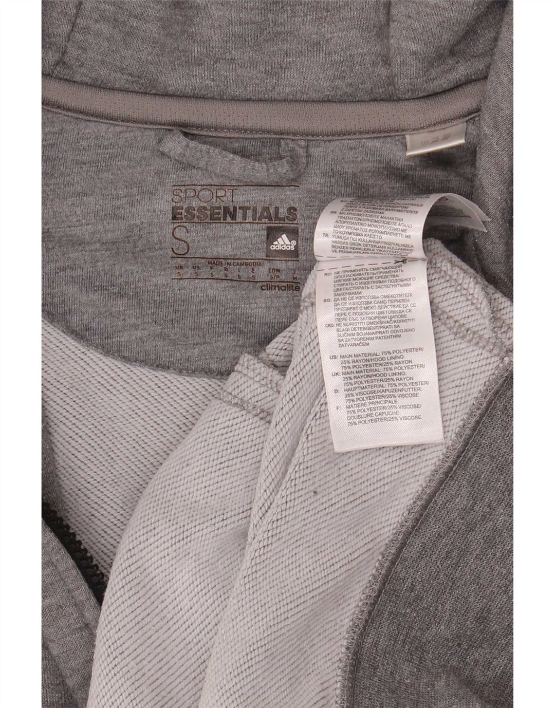 Suéter masculino Adidas Climalite Zip com capuz pequeno poliéster manchado cinza