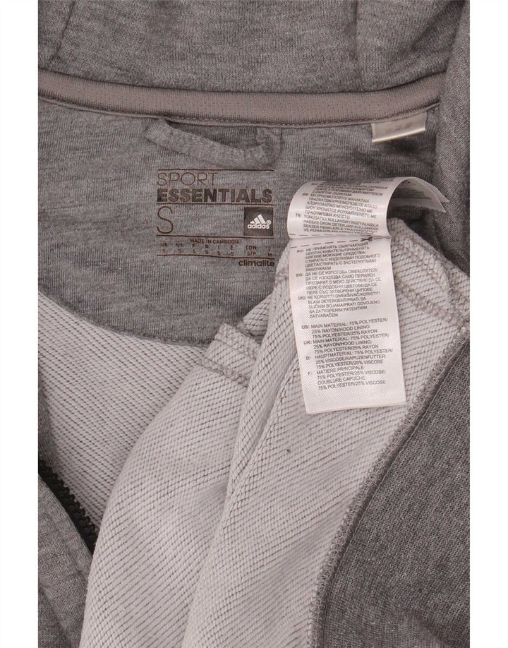 Suéter masculino Adidas Climalite Zip com capuz pequeno poliéster manchado cinza
