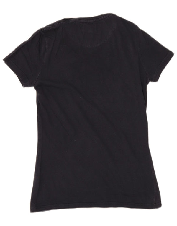 Camiseta feminina JACK WILLS com estampa gráfica UK 6 XS azul marinho algodão