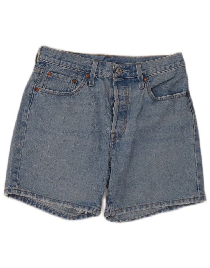 Shorts jeans feminino Levi's 501 de cintura alta desgastado W27 azul médio