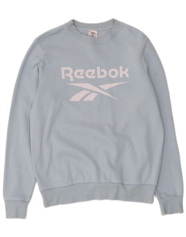 Reebok Mens Graphic Moletom Jumper Médio Azul Algodão