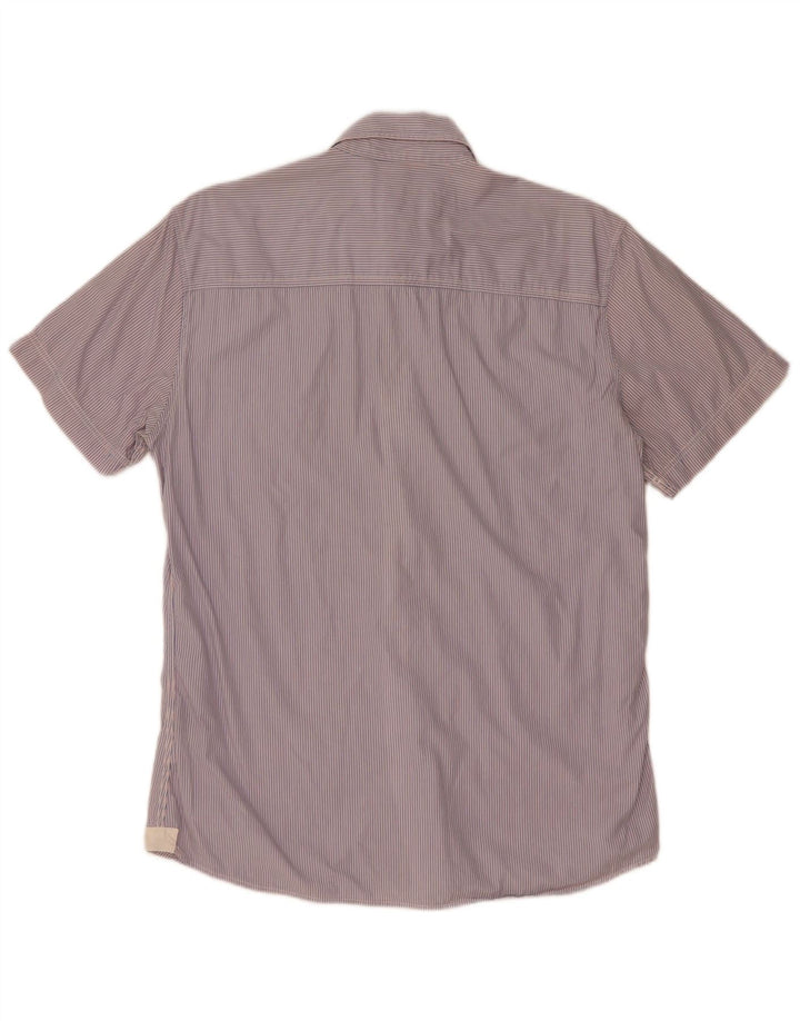 Camisa masculina estampada de manga curta North Sails algodão risca de giz azul médio