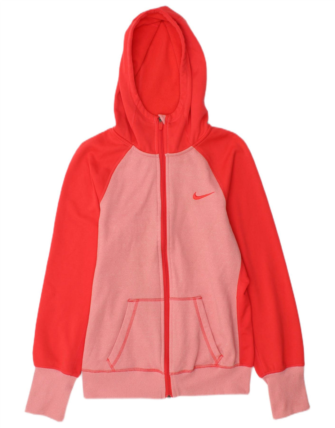 Suéter feminino Nike Therma-Fit com capuz e zíper UK 10 pequeno bloco colorido rosa