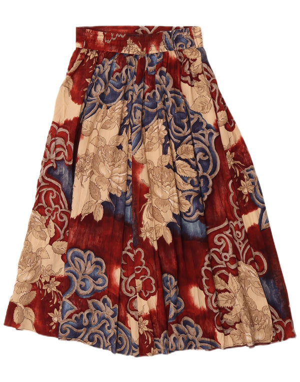 Pippa Dee saia plissada feminina UK 12 médio W28 floral multicolorido