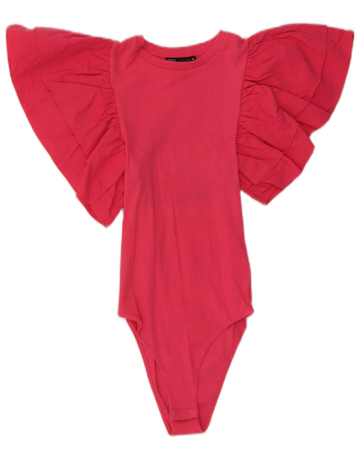 Macacão feminino Zara Batwing Reino Unido 8 pequeno algodão rosa