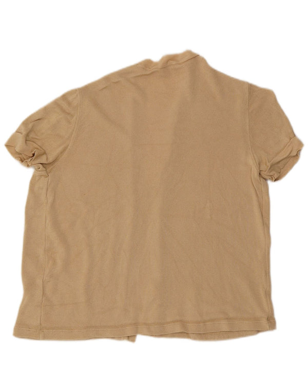 Suéter cardigã aberto de manga curta feminino Max Mara Reino Unido 14 médio bege