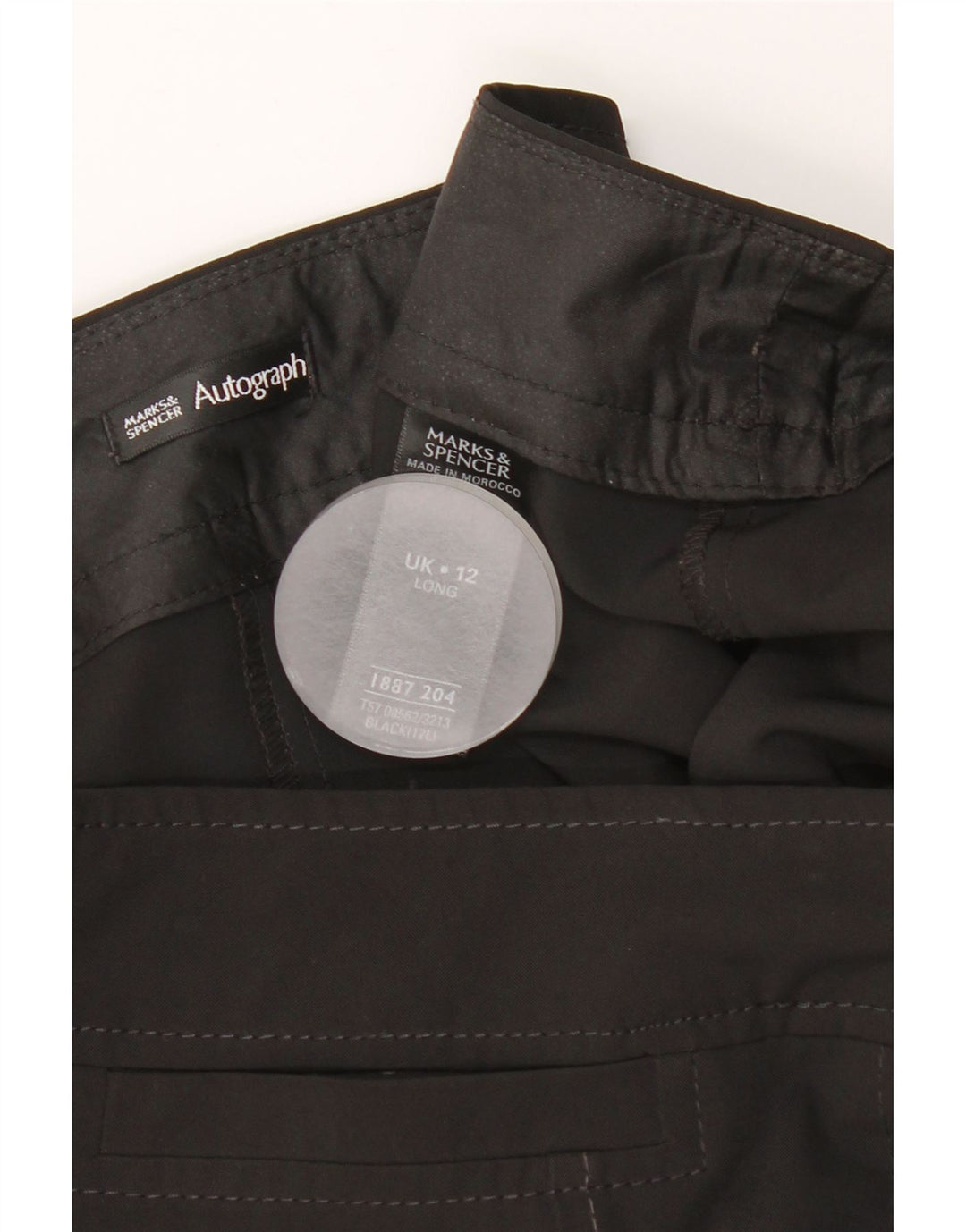 Calças cortadas femininas MARKS & SPENCER UK 12 médio W30 L24 preto