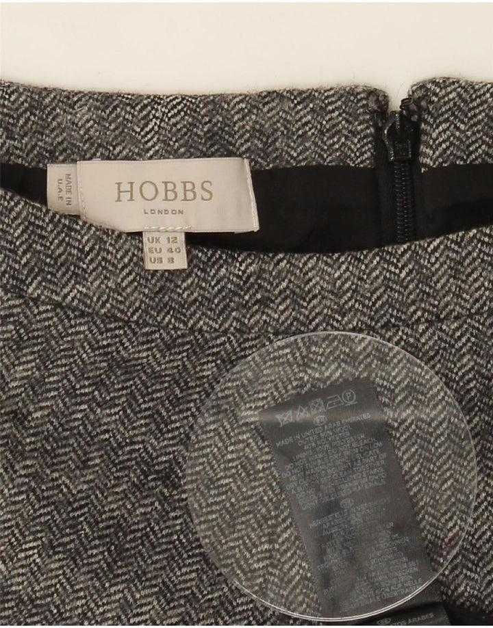 Vestido bainha feminino Hobbs Reino Unido 12 lã espinha de peixe cinza médio