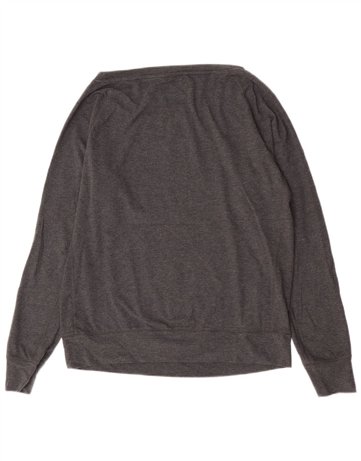 Top Nike Dri Fit Feminino Manga Longa UK 16 Grande Poliéster Cinzento Flecked