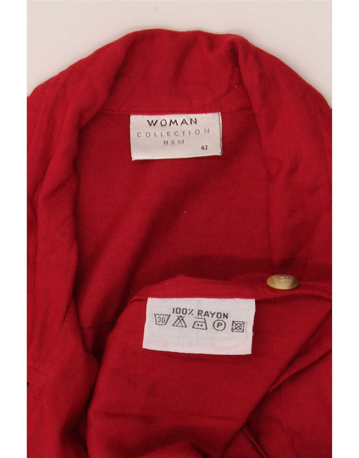 H&M camisa feminina de manga curta vestido IT 42 médio vermelho rayon