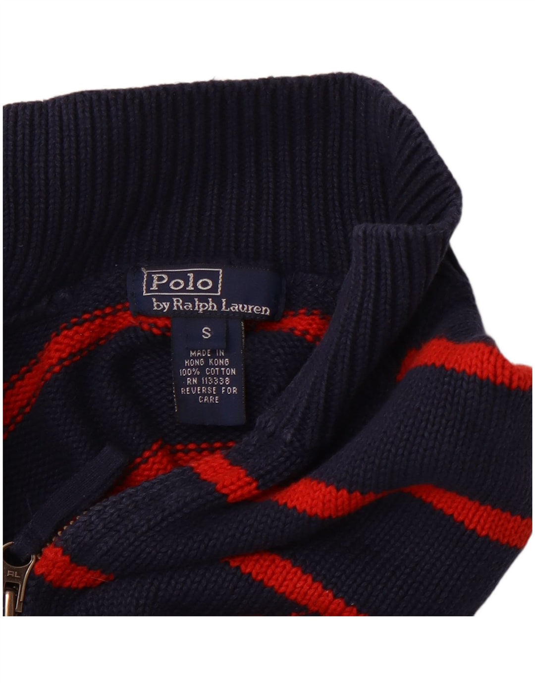 Suéter masculino POLO RALPH LAUREN com zíper e gola 7-8 anos pequeno azul marinho