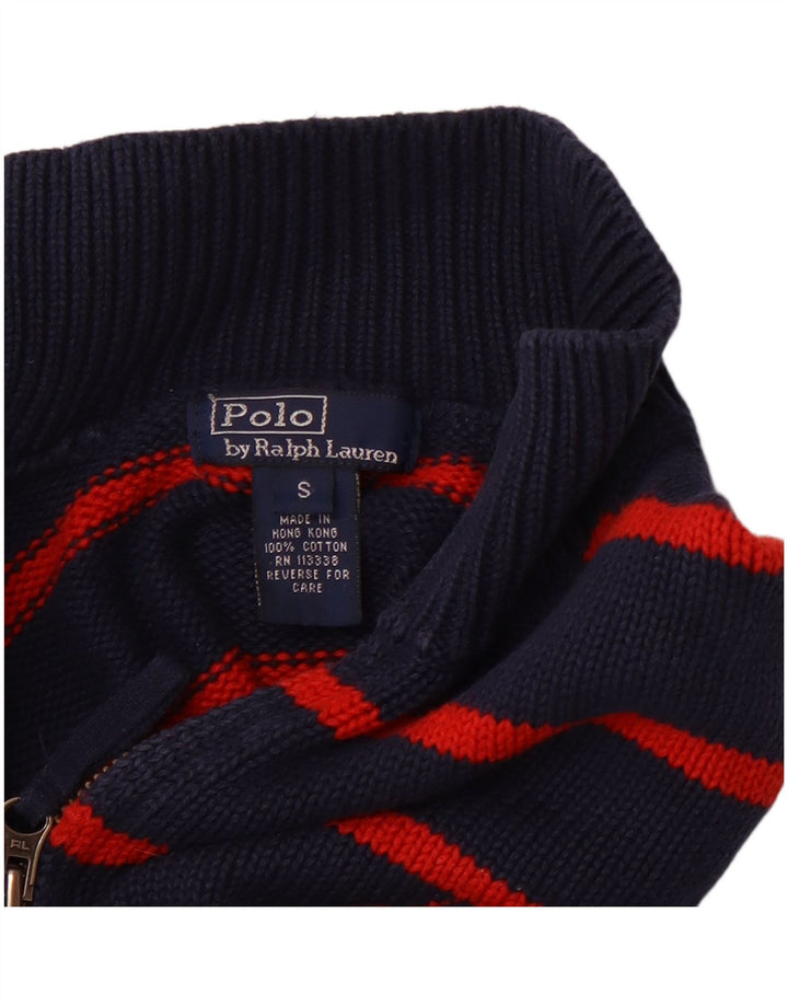 Suéter masculino POLO RALPH LAUREN com zíper e gola 7-8 anos pequeno azul marinho