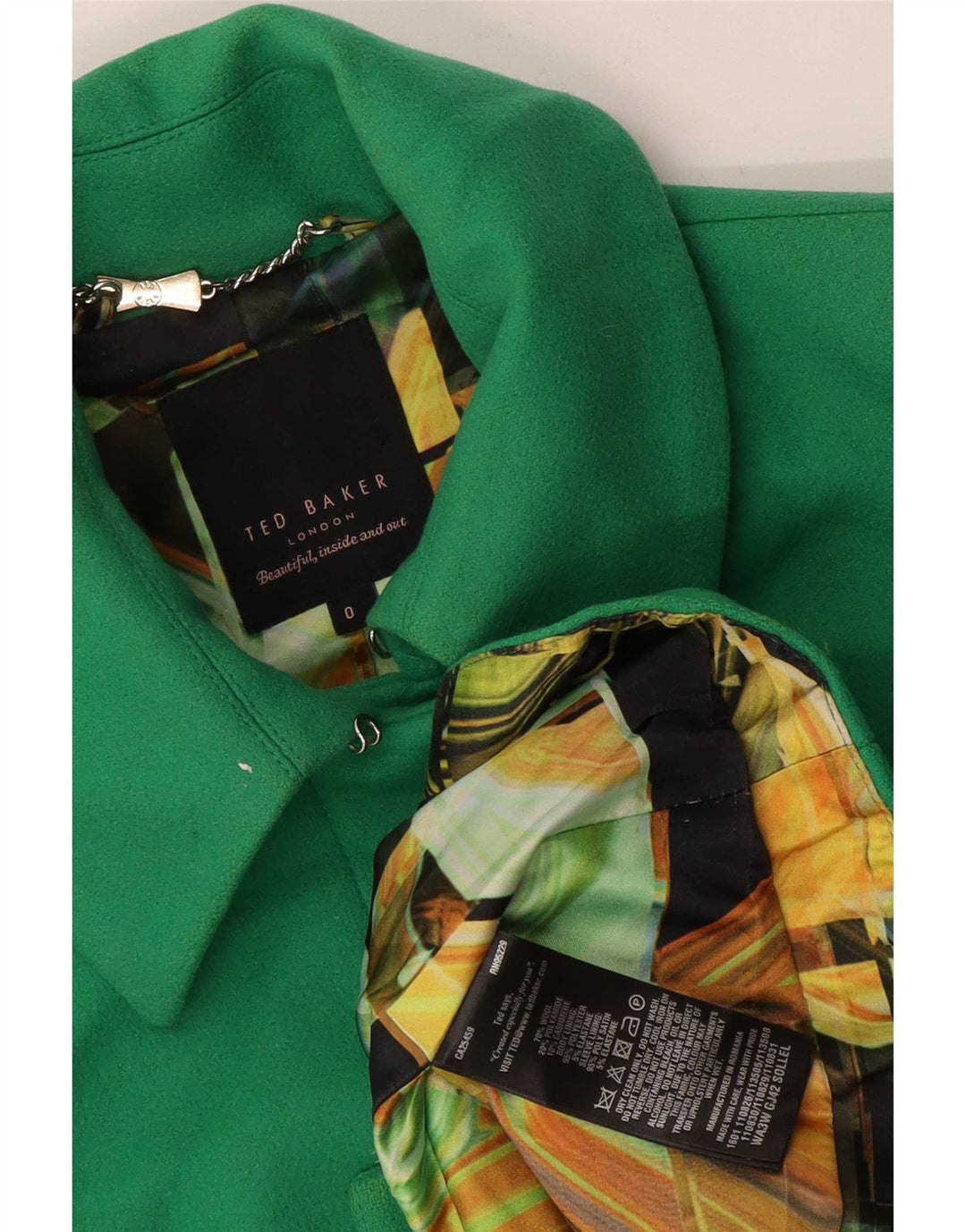 Jaqueta blazer feminina Ted Baker tamanho 0 2XS lã verde