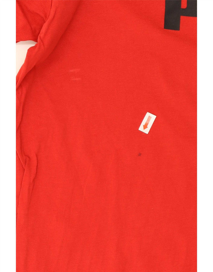 Puma Mens Graphic T-Shirt Top Médio Algodão Vermelho