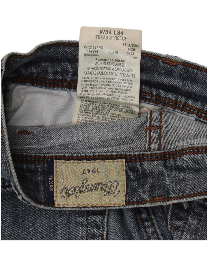WRANGLER Masculino Texas Stretch Straight Jeans W34 L34 Azul Algodão