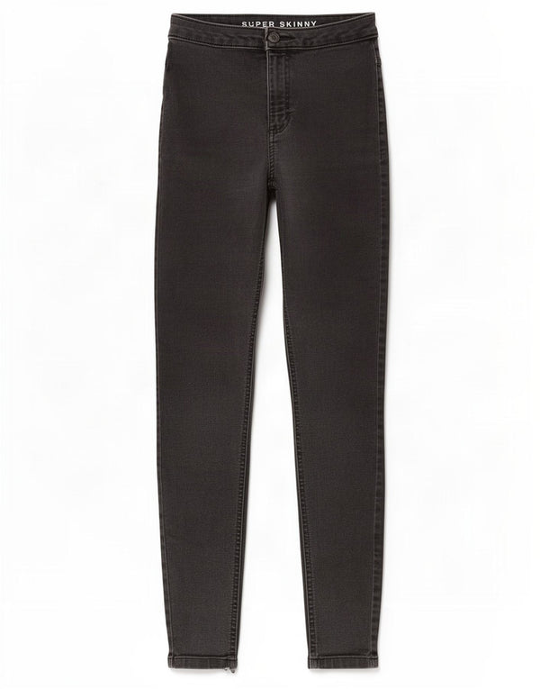 Calça jeans feminina Marks & Spencer super skinny UK 8 pequena W26 L28 algodão preto