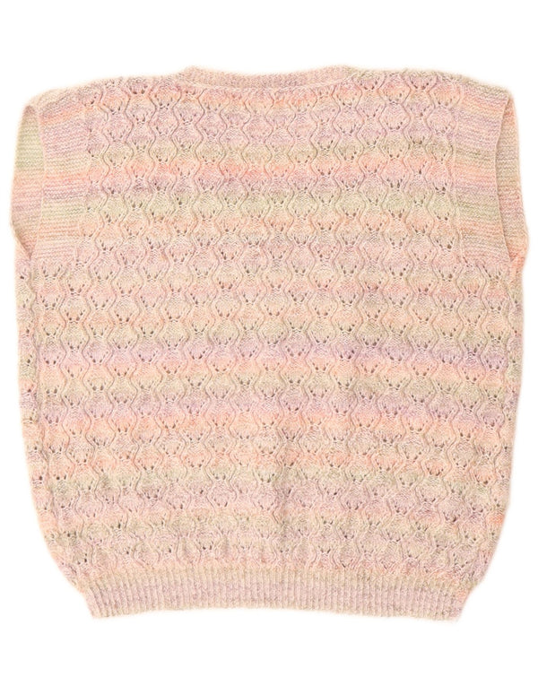 Regata feminina VINTAGE com colete UK 16 grande listrada rosa