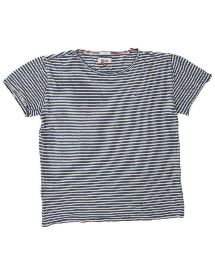 Camiseta masculina Tommy Hilfiger Top médio algodão listrado azul marinho