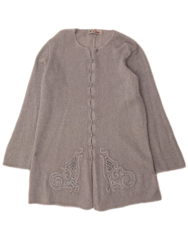 Suéter feminino Oris Longline Cardigan IT 44 Médio Prata Mohair