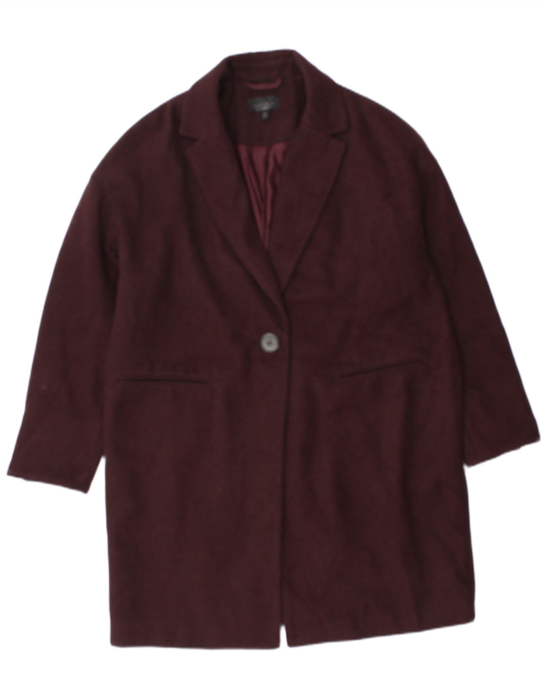 Sobretudo feminino Topshop UK 12 poliéster médio Borgonha