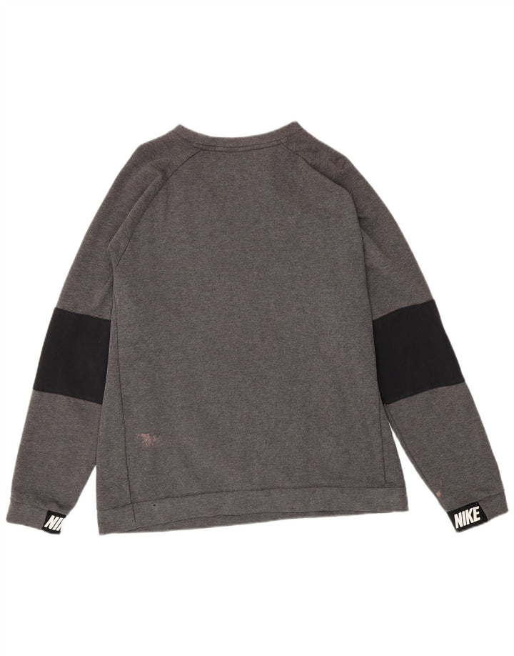 Moletom Masculino Nike com Estampa, Tamanho Large, Bloco de Cores Cinza