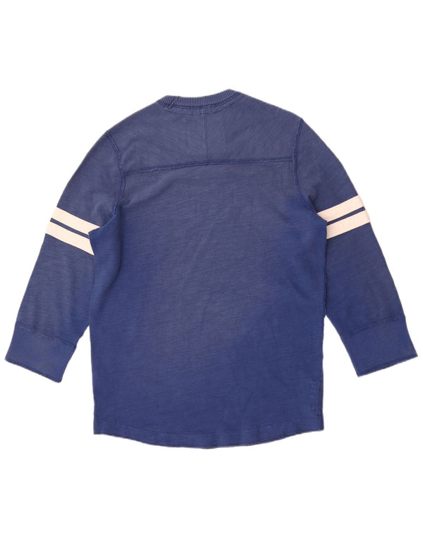 Top gráfico masculino Abercrombie & Fitch Muscle Distressed manga 3/4 XL azul