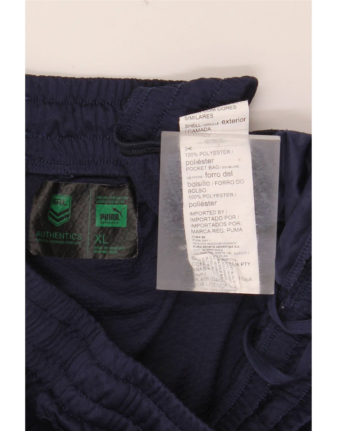 Calça de treino masculina PUMA Warriors XL azul marinho colorblock poliéster