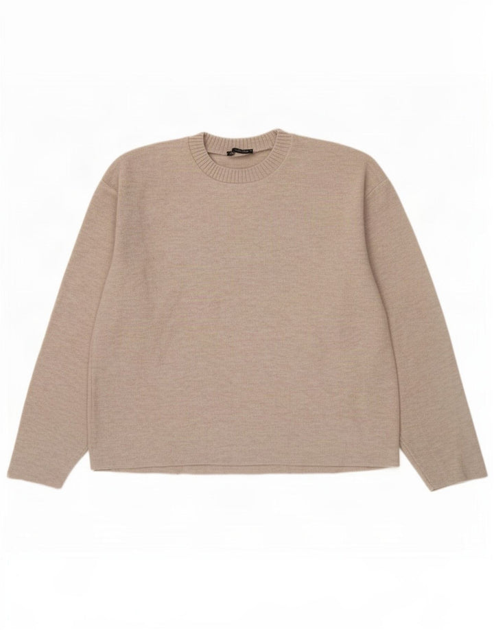 Blusa feminina Zara UK 14 poliéster bege médio