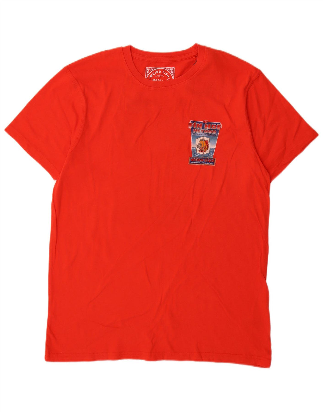 Camiseta gráfica masculina Weird Fish Top médio algodão vermelho
