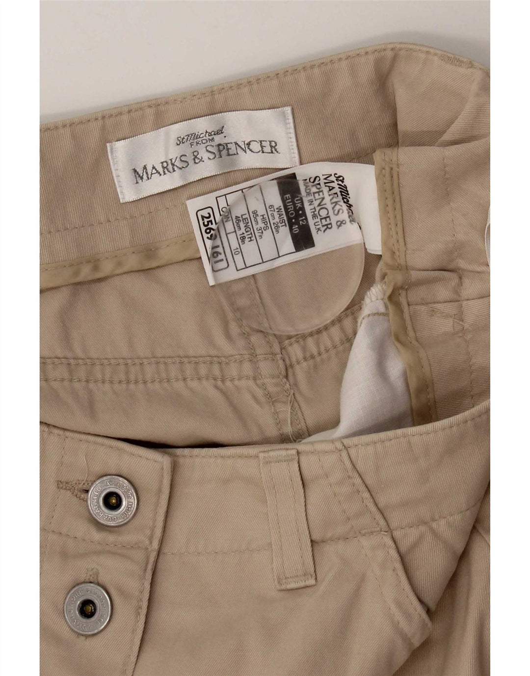 Minissaia feminina Marks & Spencer UK 12 médio W28 algodão bege