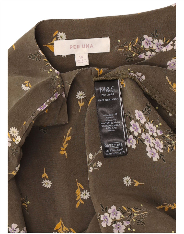 Vestido feminino Marks & Spencer Per Una manga comprida mudança Reino Unido 14 grande verde