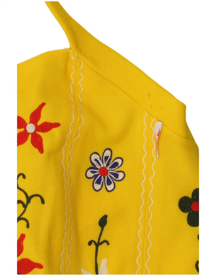 Vestido frente única feminino vintage IT 42 floral amarelo médio