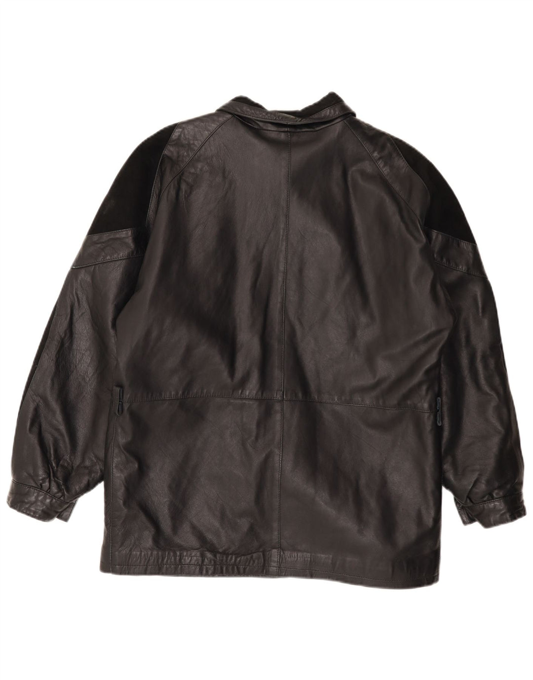 Jaqueta de couro feminina vintage EU 44 XL couro preto