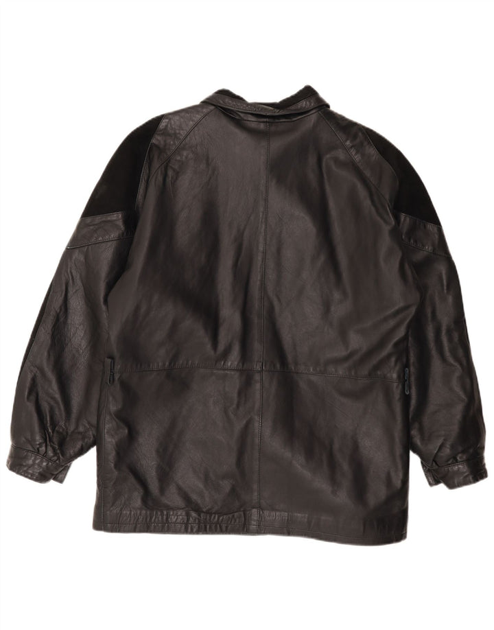 Jaqueta de couro feminina vintage EU 44 XL couro preto